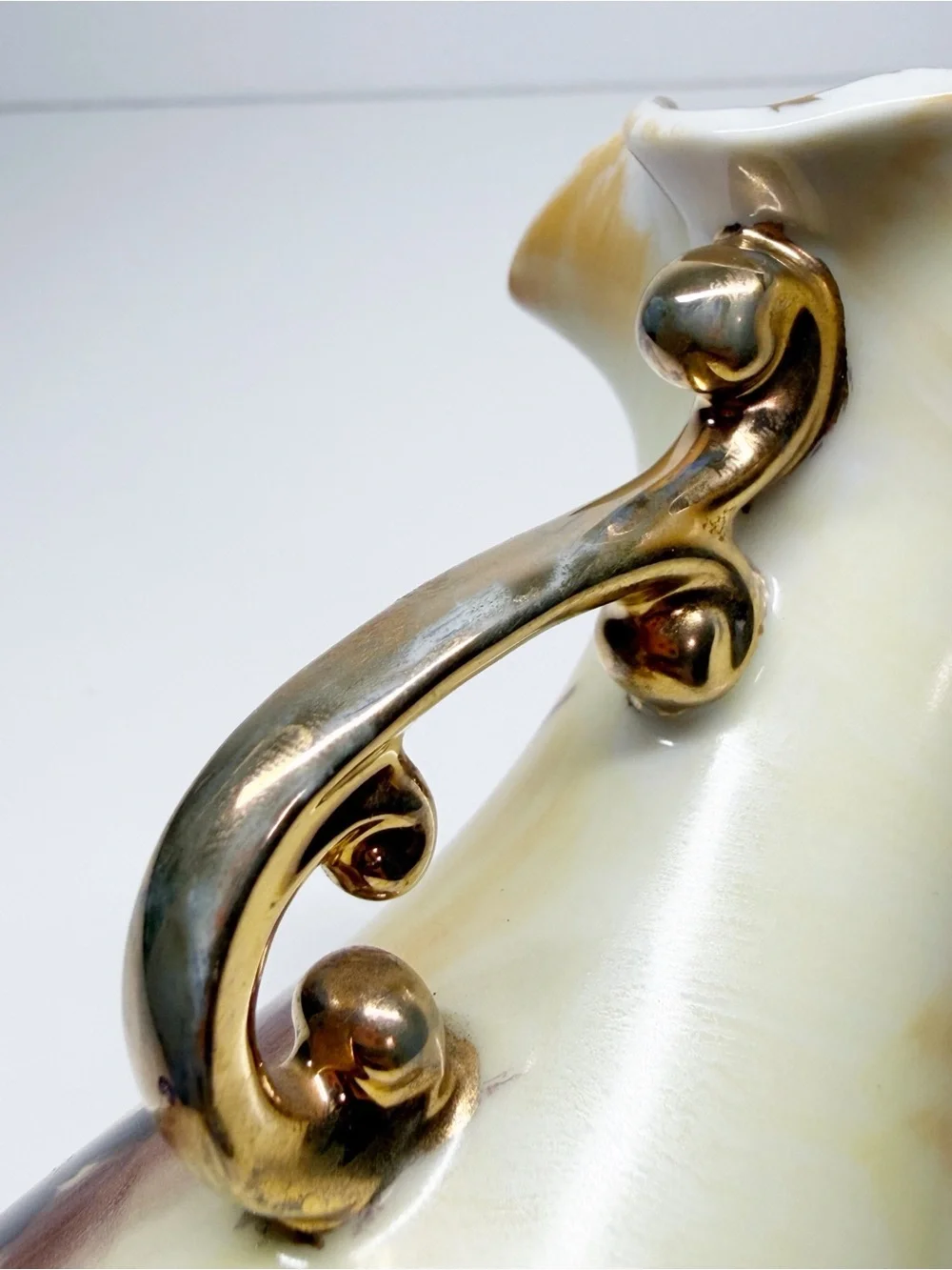 Vintage Enesco Japan Hand Painted Fruit Fluted Mini Urn Vase 6.5”